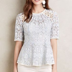 Anthropologie HD in Paris Blue Lace Blouse